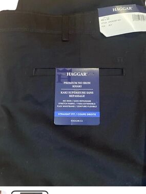 Haggar Straight Fit No-Iron Khaki Pants - Black XL Tall